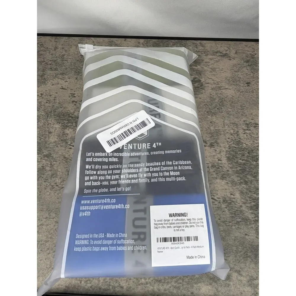 4pc Lightweight Quick Dry Towels. Microfiber Travel Towels, Easy to Pack- Medium